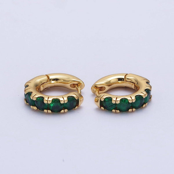 emerald green | 24K gold filled huggies