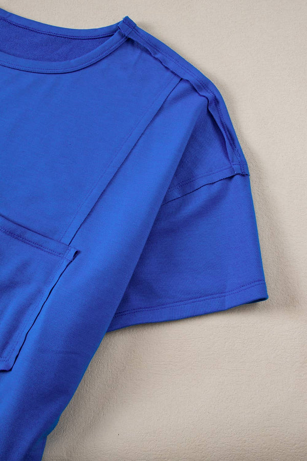 reverse seam pocketed oversized t-shirt | blue