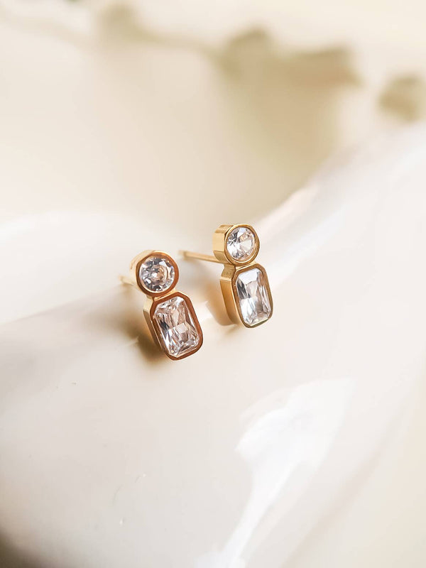 mini cz drop stud | 18k gold earrings