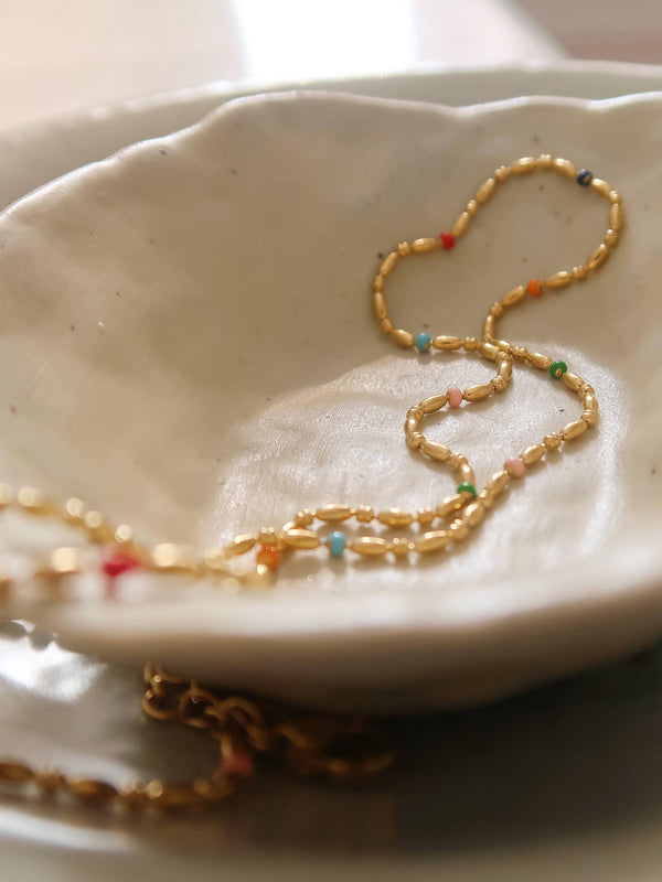 petite beaded necklace | 18k gold necklace