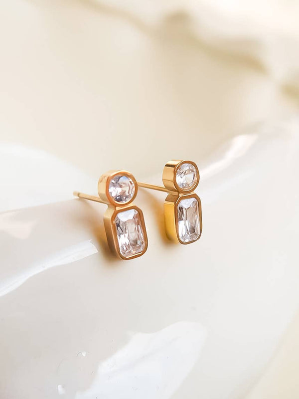 mini cz drop stud | 18k gold earrings