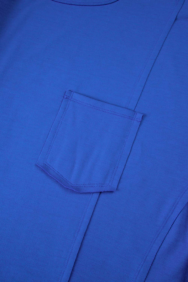 reverse seam pocketed oversized t-shirt | blue