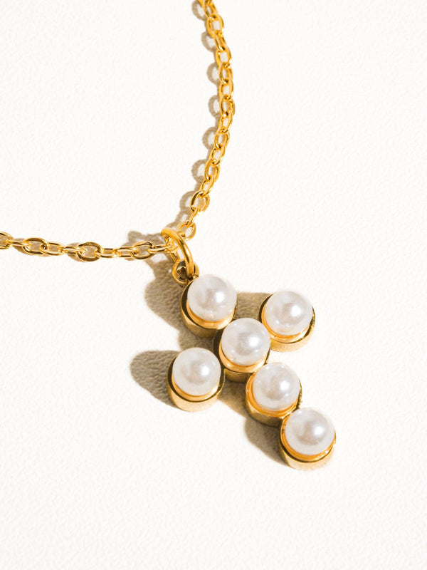 pearl cross necklace