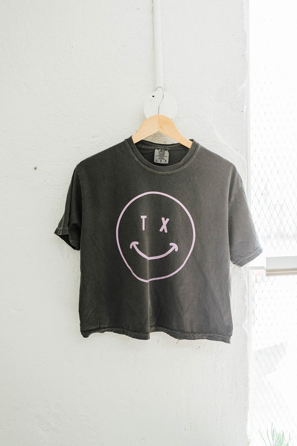 tx smiley | pepper boxy cropped tee