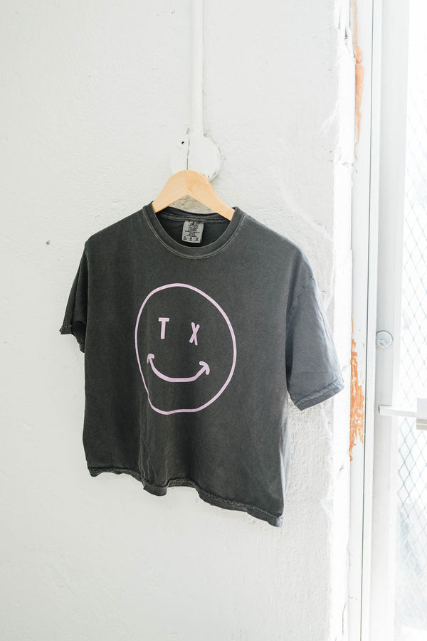 tx smiley | pepper boxy cropped tee