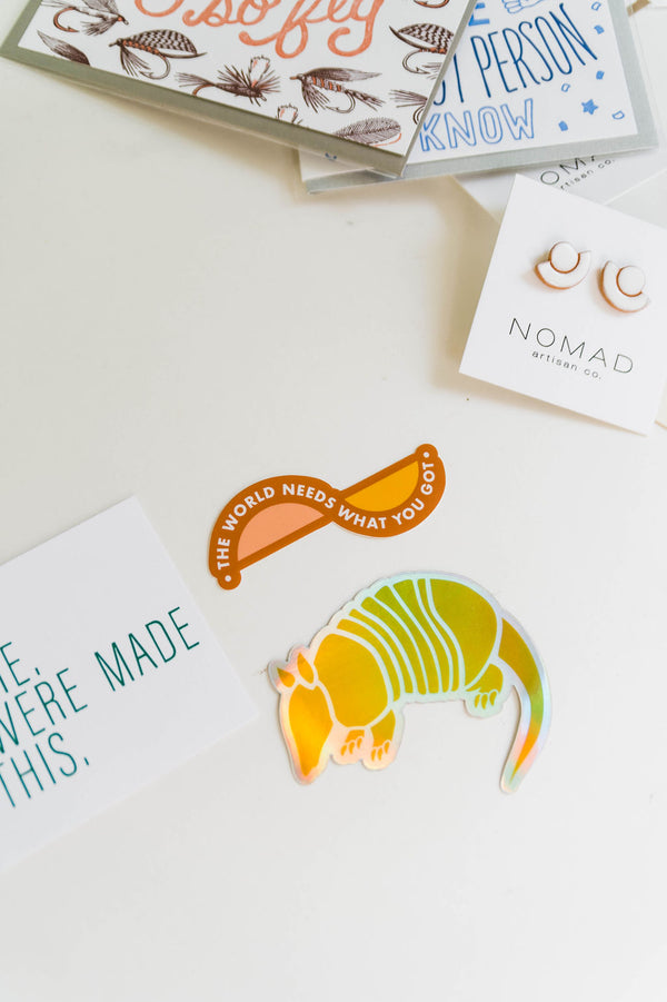 armadillo mustard holographic | sticker