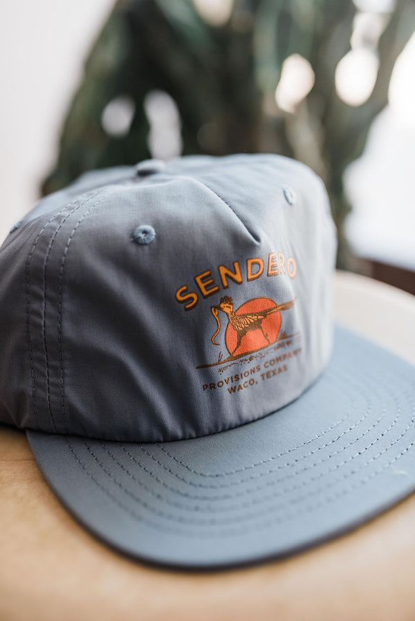 the design: desert runner the hat: quick dry microfiber unstructured 5 panel. screen print patch contrast liner snapback classic sendero label. Ramble & Co. is a family owned business. Shop at shop.rambleandcompany.com or visit our store in Wichita Falls, Texas || small batch/ hand printed tees + fine art prints | your source of encouragement + inspiration.