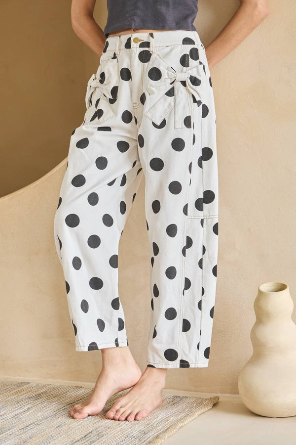barrel denim pants | polka dot