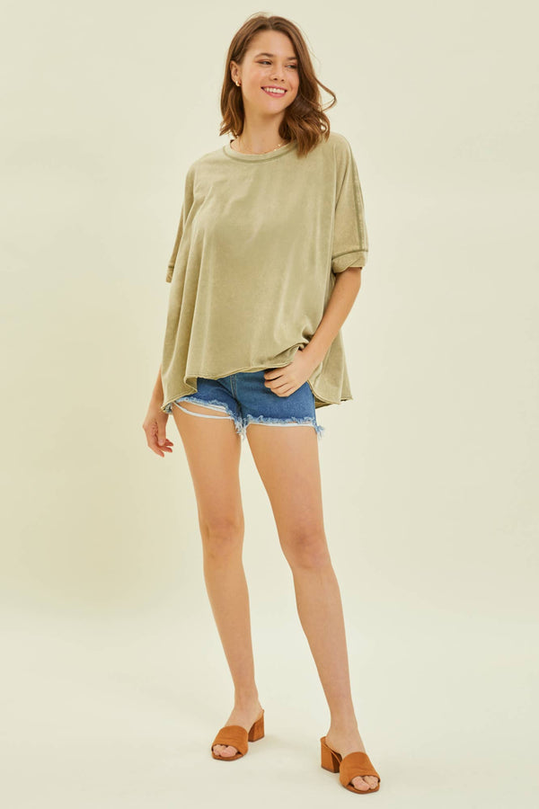 mineral washed oversized crop tee | cool matcha