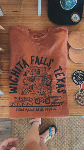 wichita falls biking armadillo | yam comfort colors tee