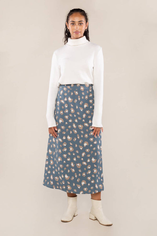 teal animal print | midi skirt