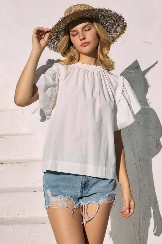 poplin blouse | white