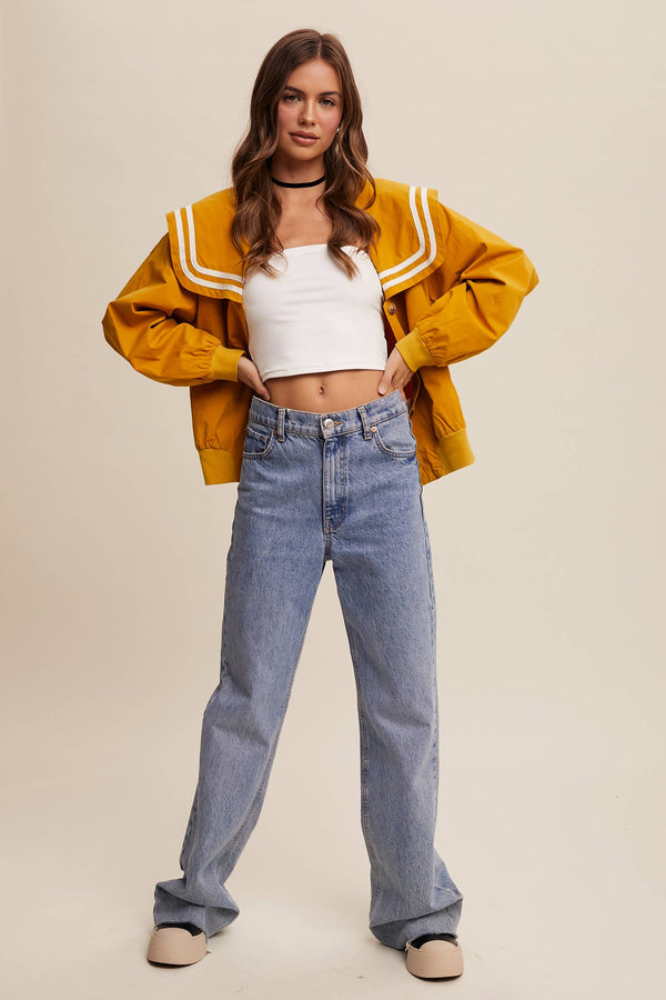 sailor collar button up jacket