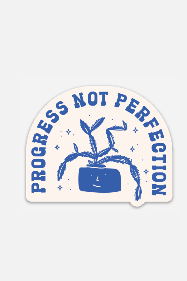 progress not perfection blue | sticker