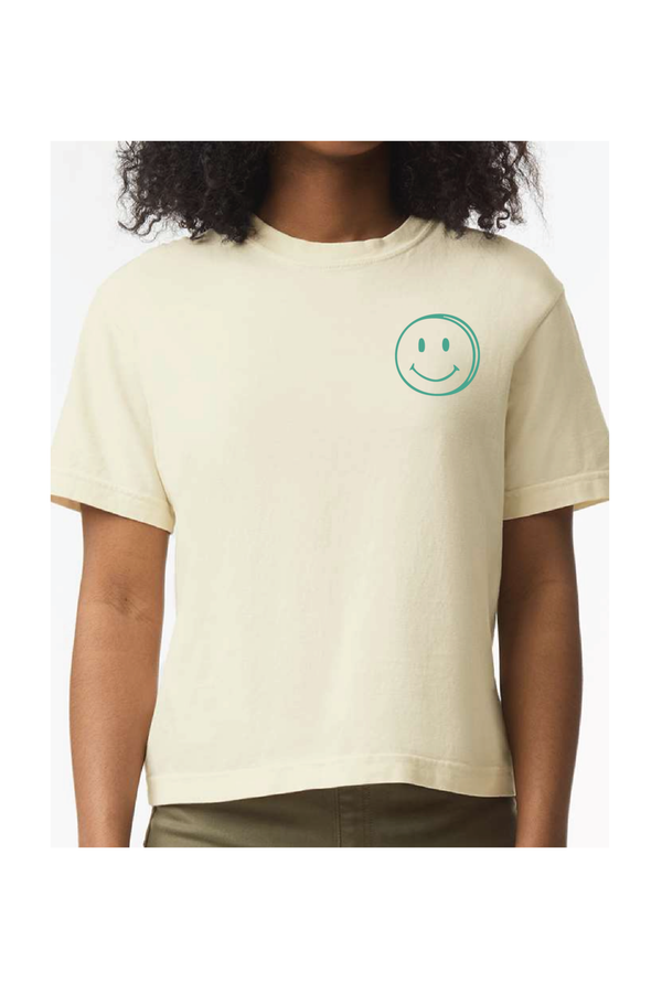 doing my best club puff ink | cream boxy cropped tee