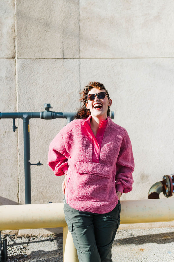 reese | hot pink teddy pullover sweatshirt