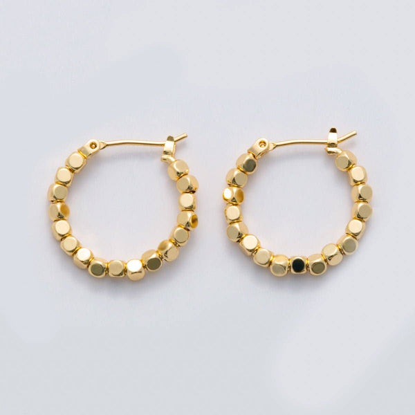 cube bead latch hoop 24k | earring