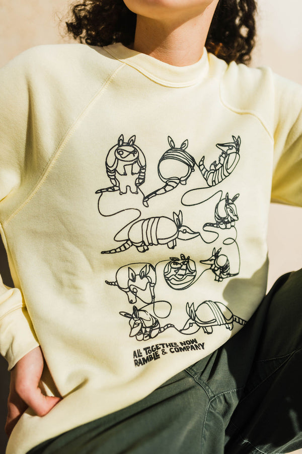 all together now armadillo | raglan fleece sweatshirt french vanilla