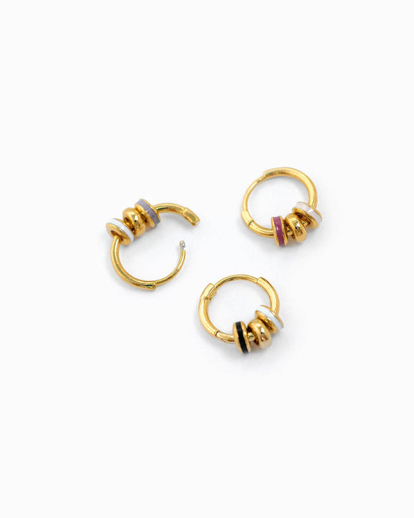 pink rondelle ring link | hoop earrings