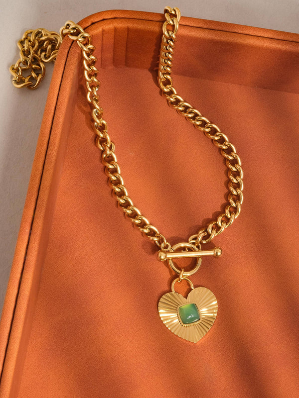 green heart chain | 18K gold non-tarnish necklace