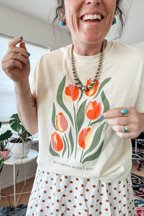 blooming with love | cream boxy cropped tee PREORDER