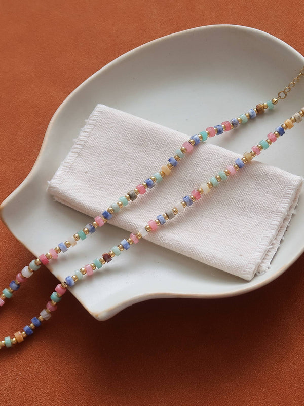 bead boho necklace | multi color