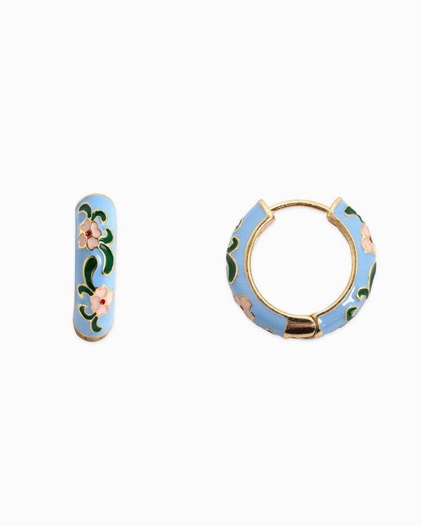 vintage blue floral huggie | earring