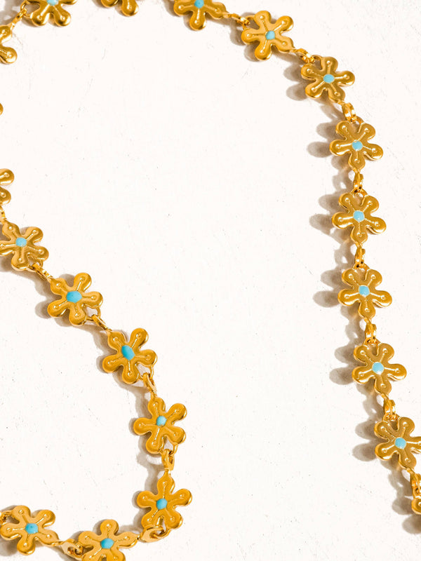 daisy + blue chocker 18K | necklace