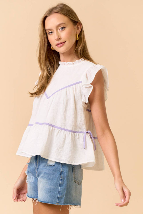 ruffled tiered top | yellow
