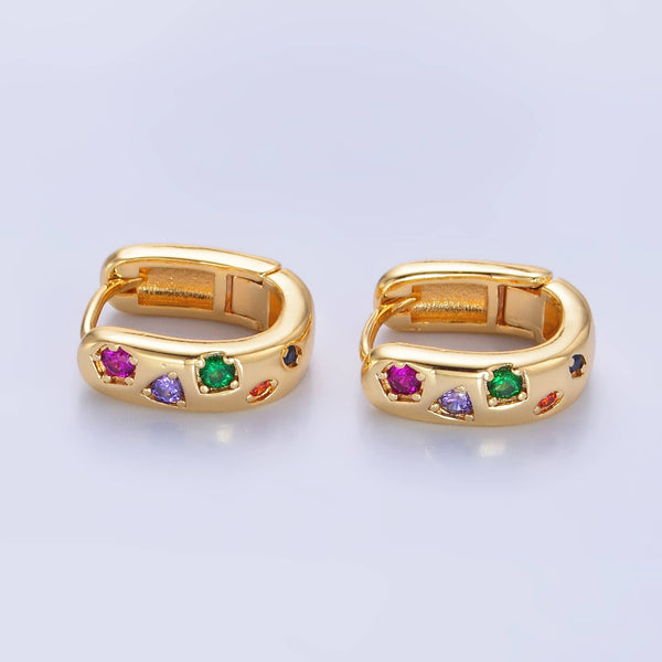 u shaped huggie with cz stones | earring