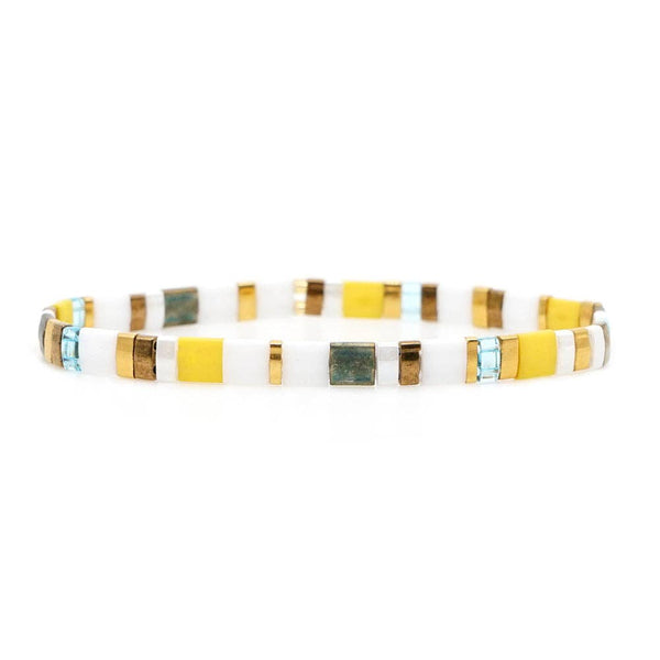 colorful stack bracelet | green + yellow