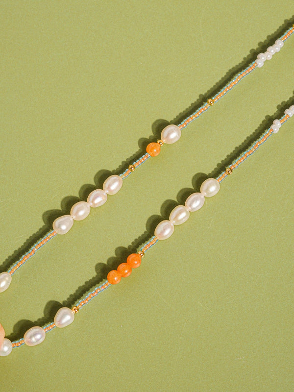 simple pearl + beaded | necklace