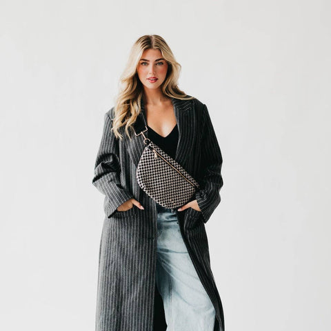 westlyn woven bum bag | gray & navy