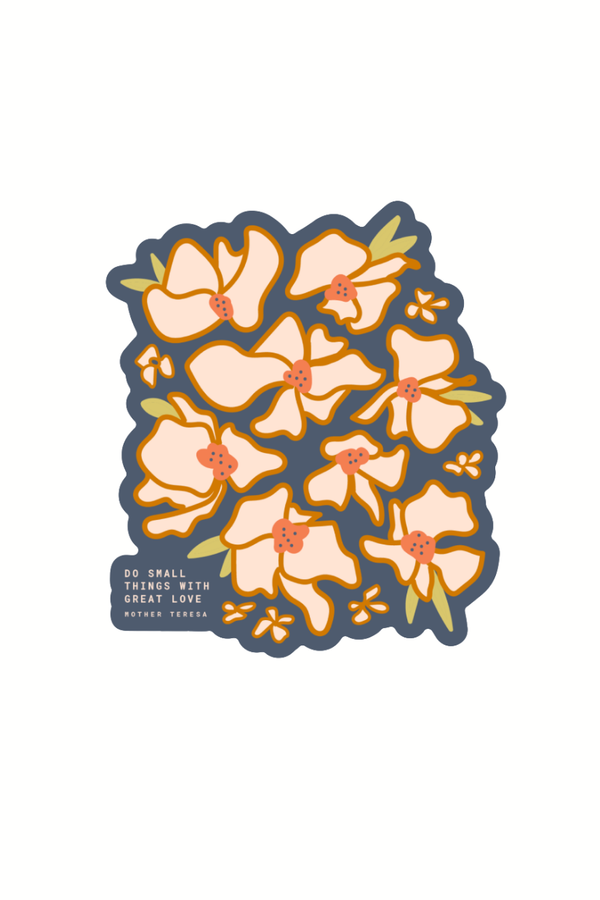 with great love flower | navy sticker