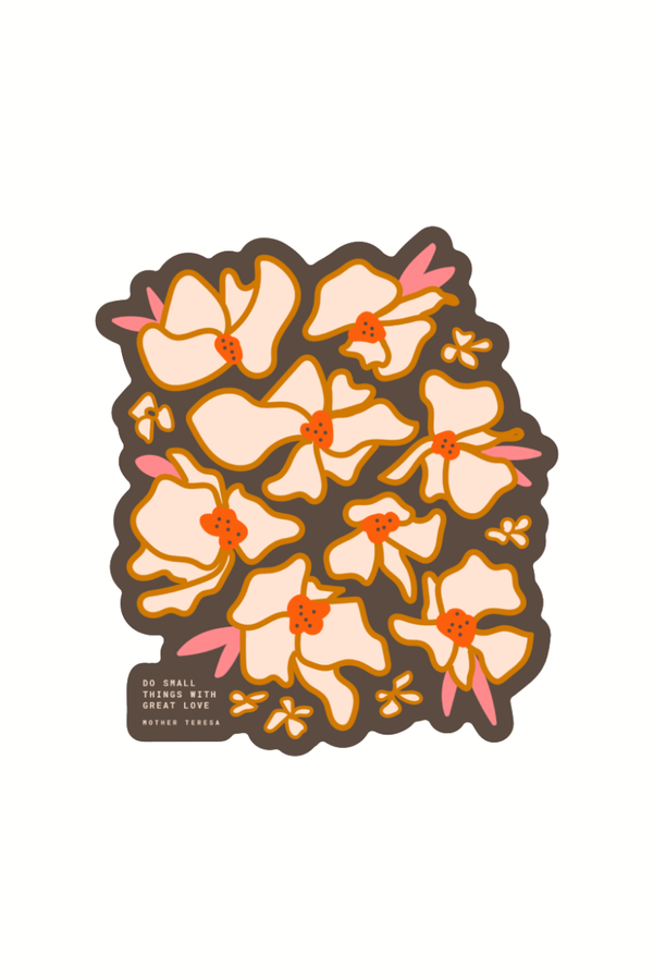 with great love flower | brown sticker