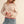 scallop puff sleeve sweater | almond red