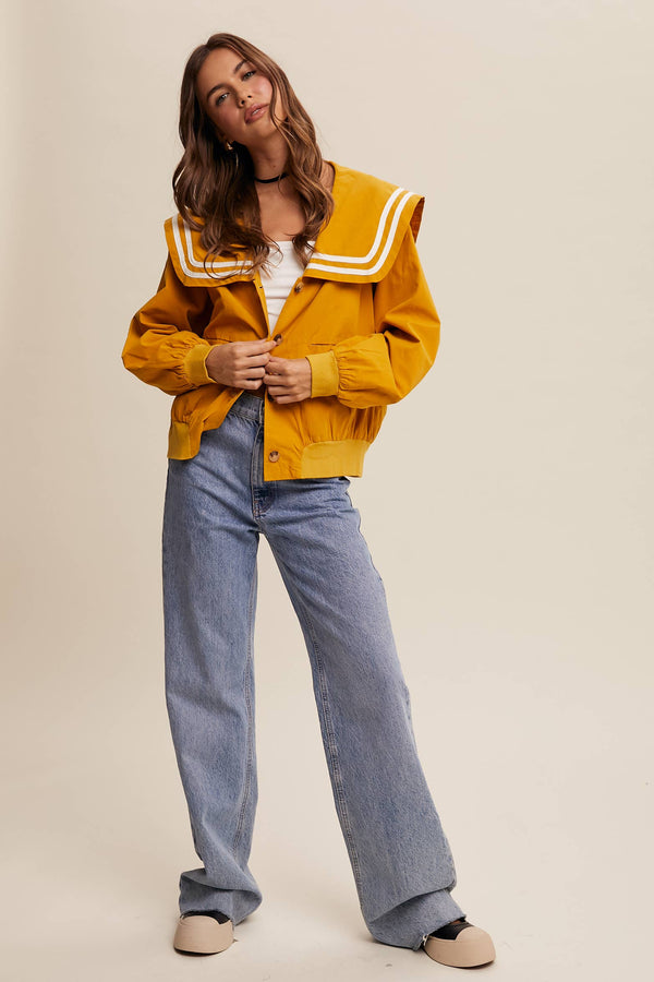 sailor collar button up jacket