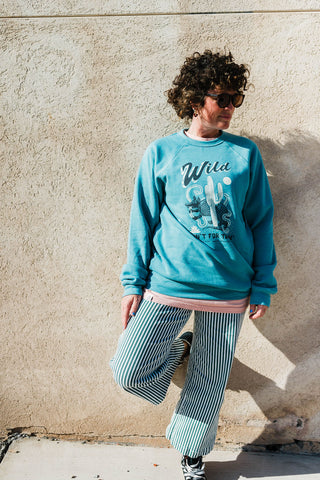 wild ain't for tamin' | heather lagoon sweatshirt