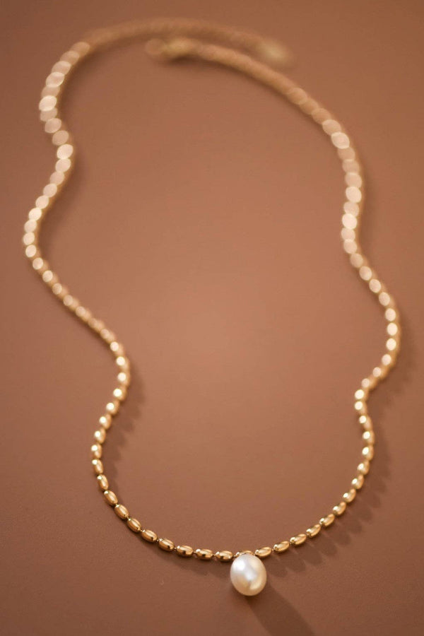 gold + single pearl | necklace 18k