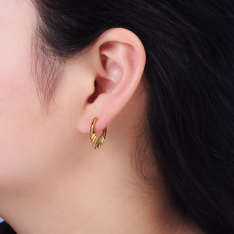 geometric sunburst huggies | 24k gold filled earrings