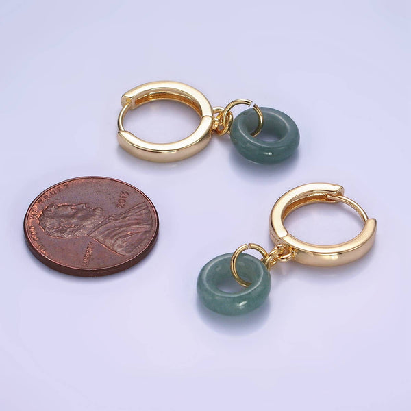 green jade donut huggie | 14k gold filled