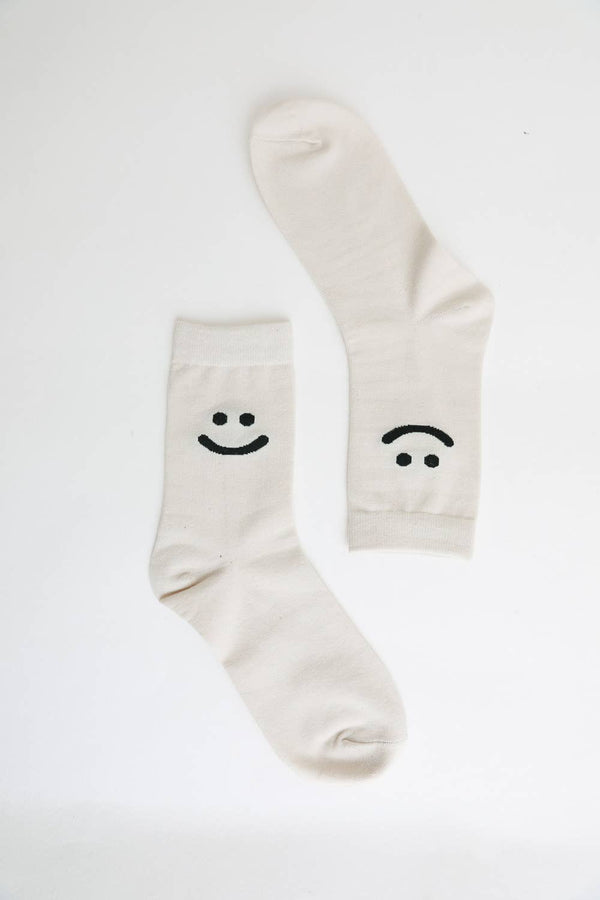 smiley crew socks | ivory