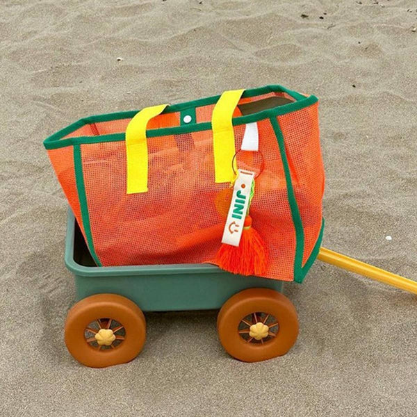 mesh contrast beach bag | orange