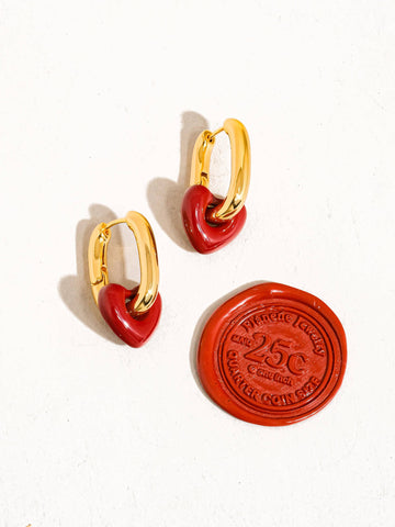 lilou red heart | chain earring