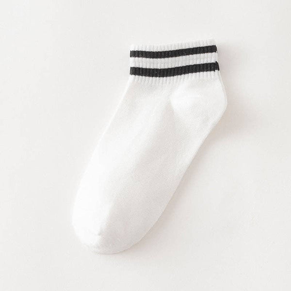 everyday color stripe socks | white + black