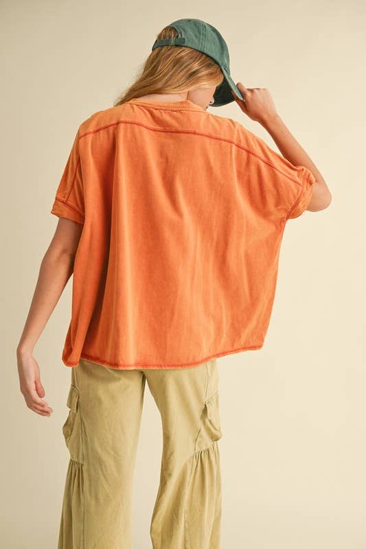 mineral washed oversized crop tee | burnt orange