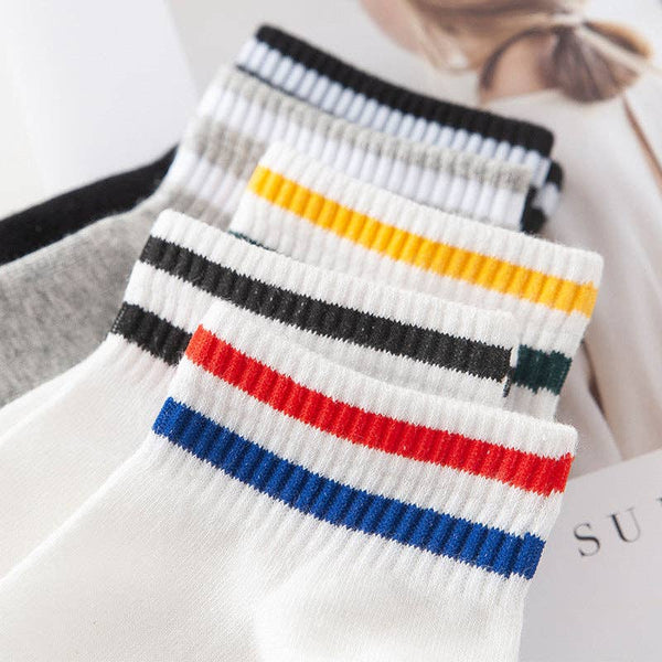 everyday color stripe socks | white + black