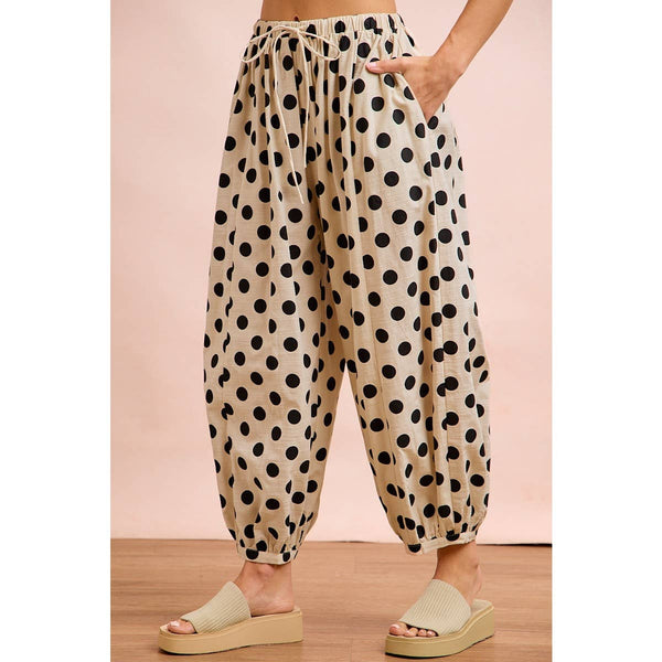 polka dot balloon pants | black + ivory