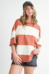 large stripe color block top | butter & terracotta