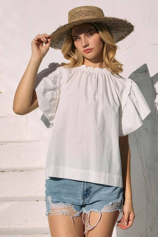 poplin blouse | white